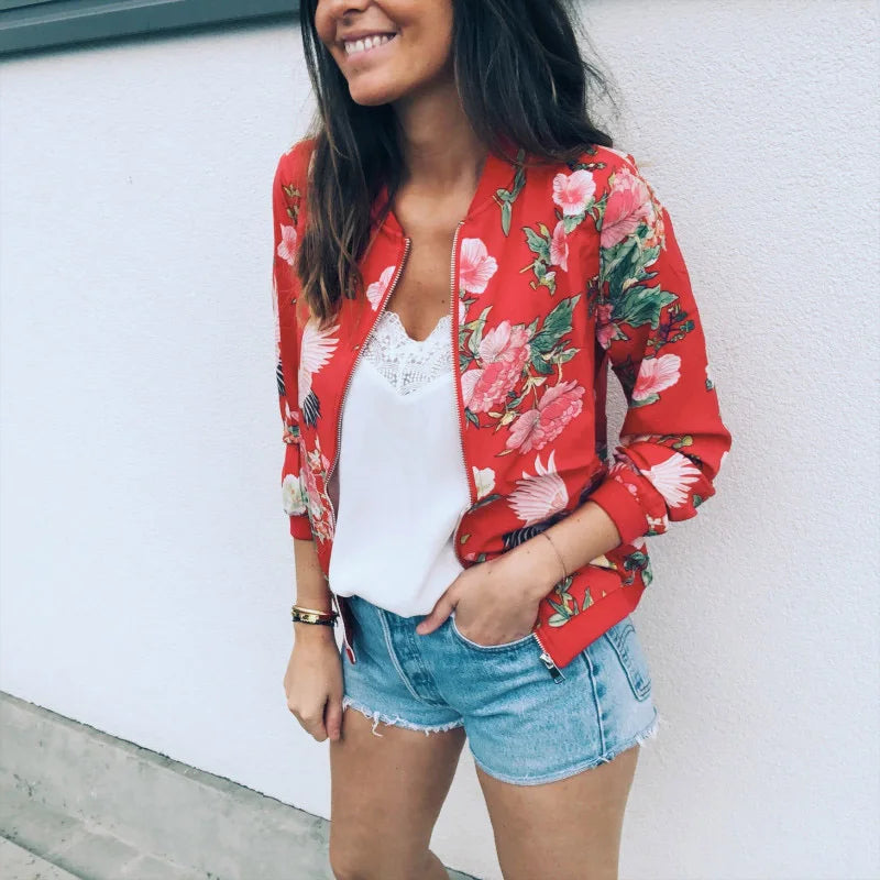 Hazel | Bomberjakke med trendy blomstertrykk