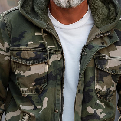 Fabian™ - Herre Camouflage Cargo Jakke - Med hette og multitaske design
